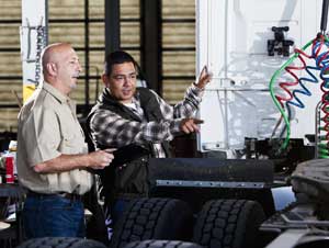Truck drivers receiving CDL training.